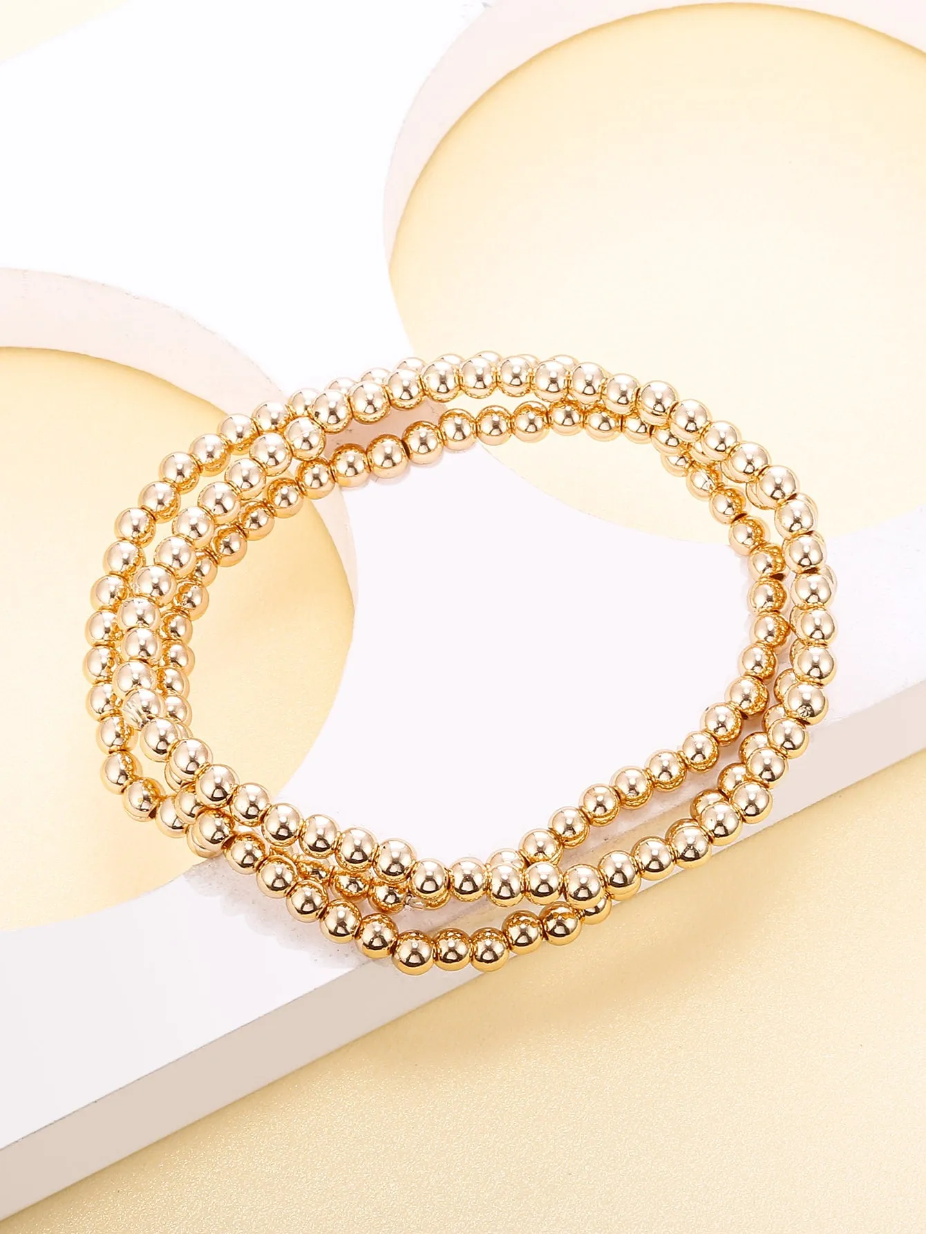 3pcs Minimalist Gold Color Beaded Bracelet Women Bracelet Stackable Bracelet